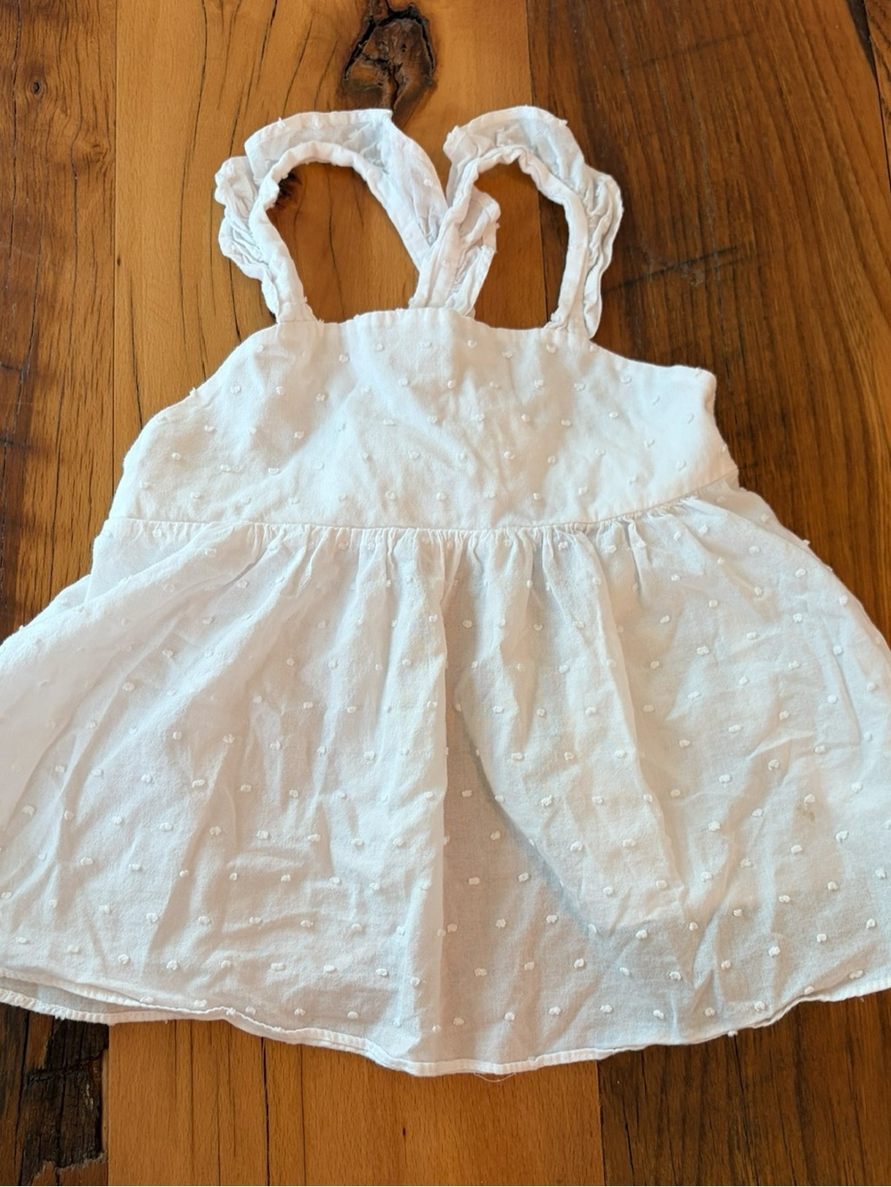 bella bliss White Swiss Dot Tank Top Dress with Ruffled Straps